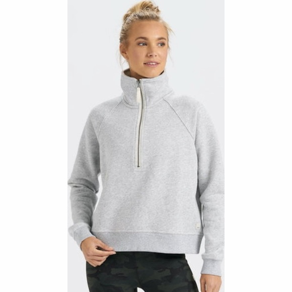 Vuori Tops - Vuori Women’s Organic Cotton Restore Half Zip Pullover in Light Heather Grey M